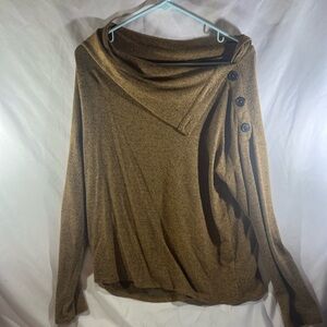 Maurices Brown Cowl Neck Sweater with Button Accents